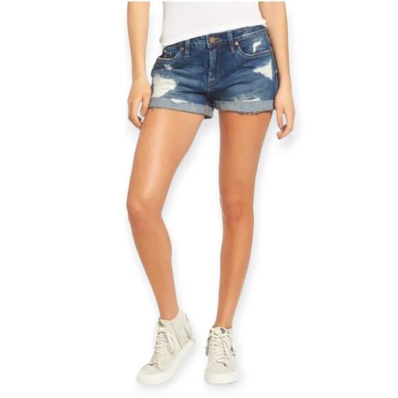 NWT Blank NYC Fulton Roll Up Jean Short SIZE 25 Dress Down Party Blue Denim NEW - Picture 1 of 14